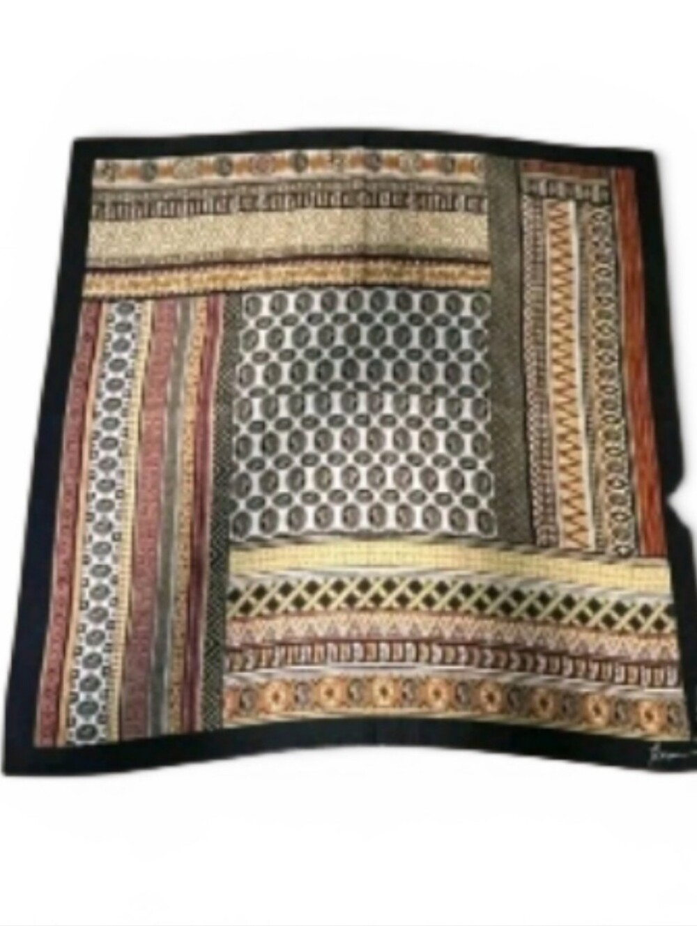 Coreen Simpson Black Cameo African Inspired Scarf Wrap Shawl Vintage 90's